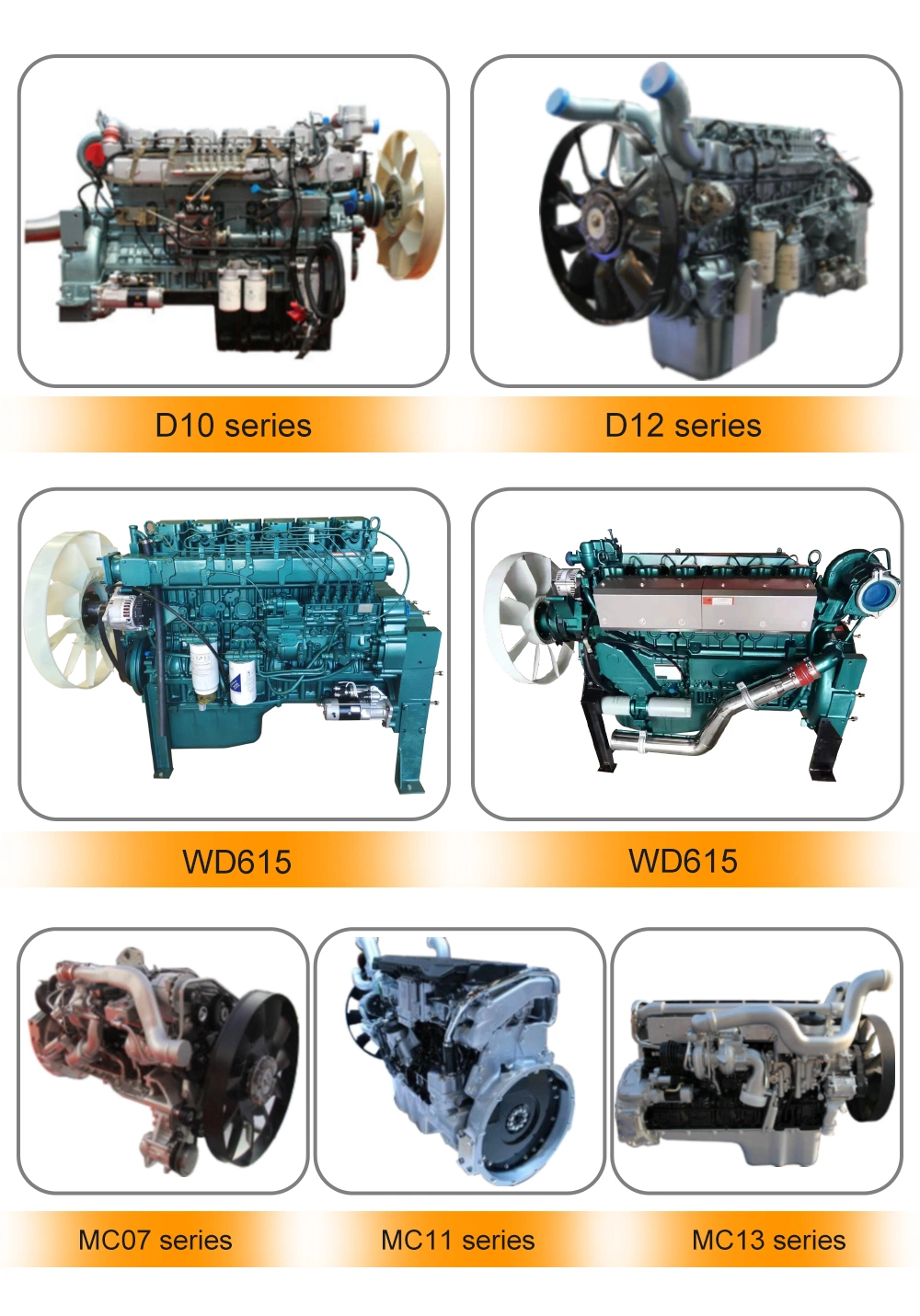 Sinotruk HOWO A7 Sitrak Hohan Steyr Weichai Diesel Wp10/Wp12/Wd615/D10/D12/Mc05/Mc07/Mc11/Mc13 371/380/420 HP Truck Engine Spare Parts